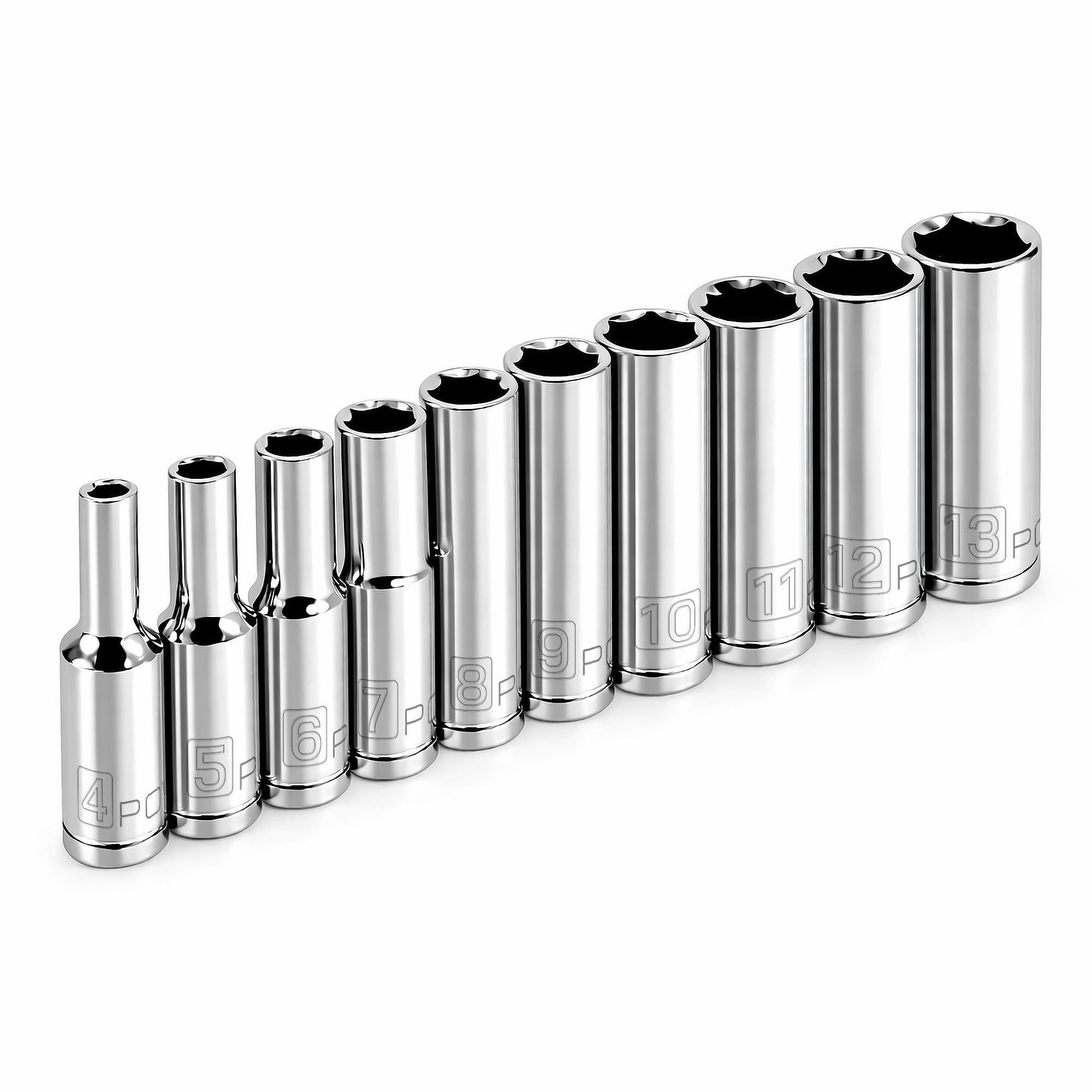 Powerbuilt 10 Piece 1/4 Inch Drive Metric 6 Point Deep Socket Set